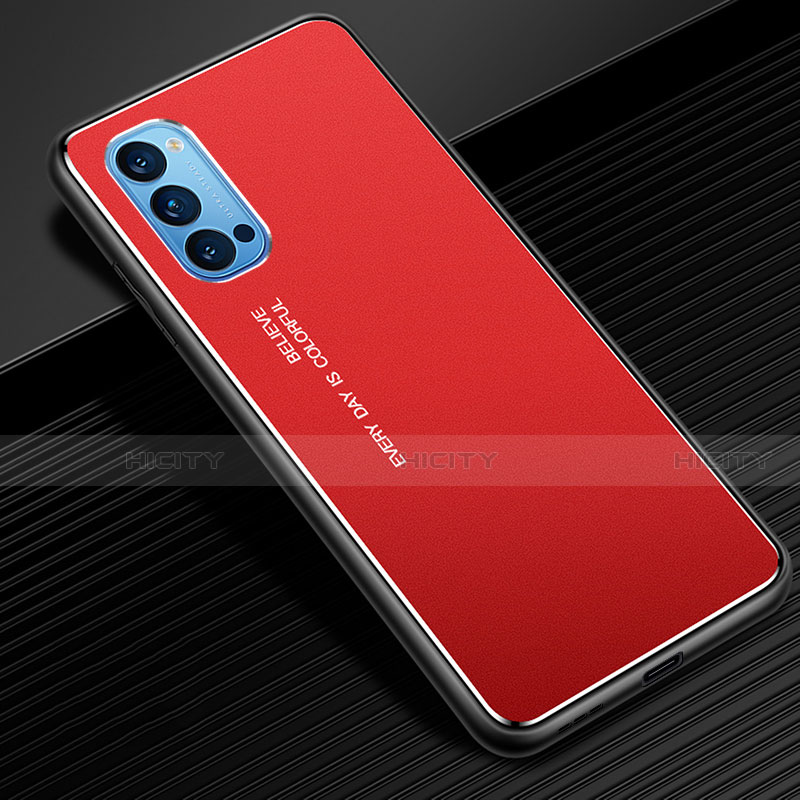 Custodia Lusso Alluminio Cover per Oppo Reno4 Pro 5G Rosso