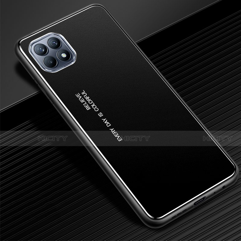 Custodia Lusso Alluminio Cover per Oppo Reno4 SE 5G Nero