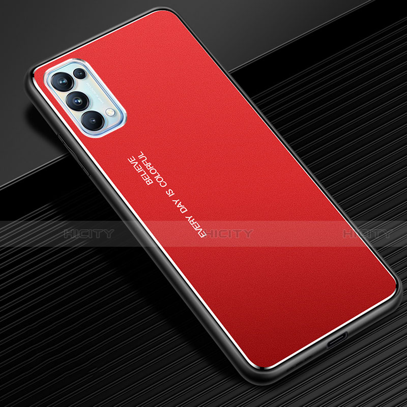 Custodia Lusso Alluminio Cover per Oppo Reno5 Pro 5G Rosso