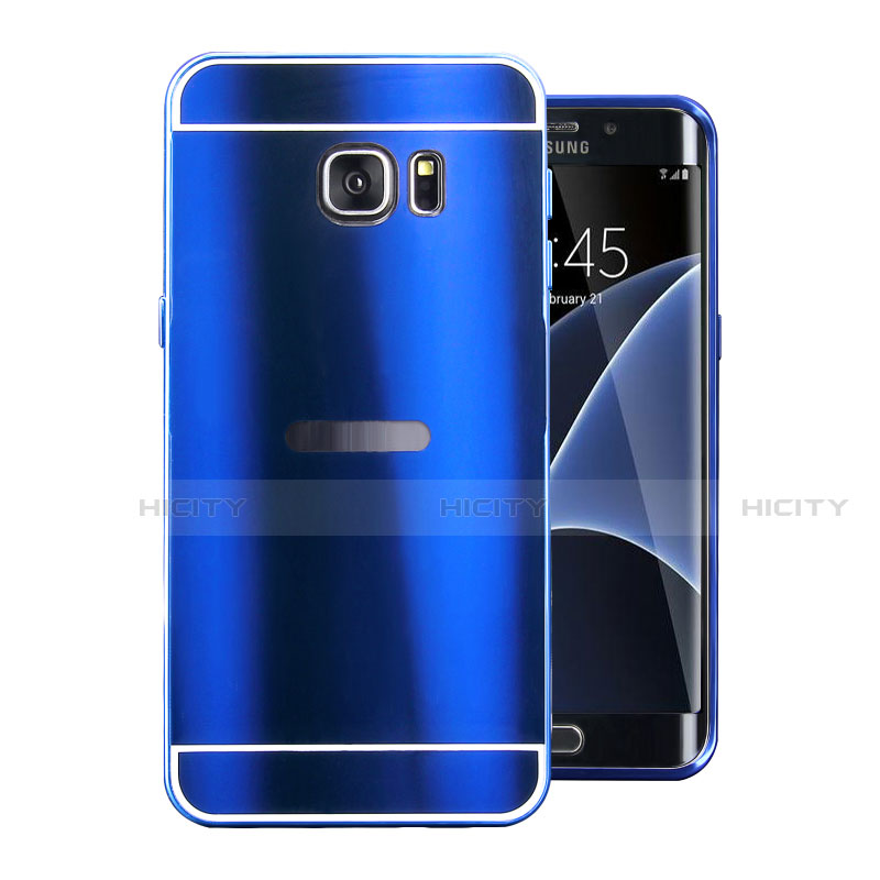 Custodia Lusso Alluminio Cover per Samsung Galaxy S7 Edge G935F Blu