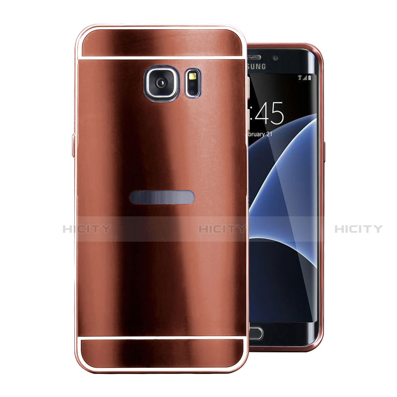 Custodia Lusso Alluminio Cover per Samsung Galaxy S7 Edge G935F Marrone