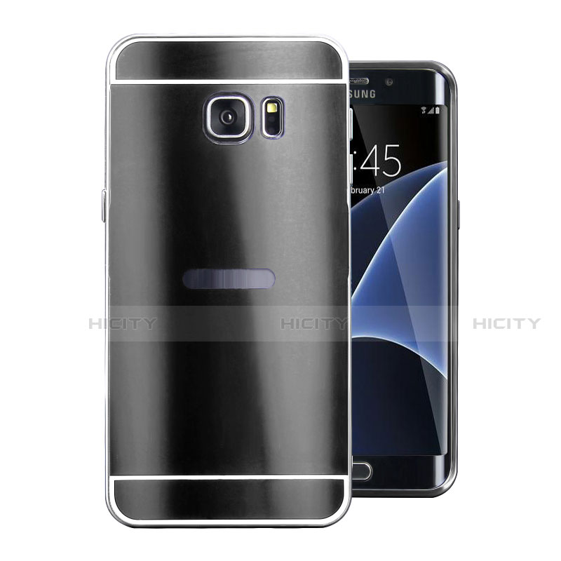 Custodia Lusso Alluminio Cover per Samsung Galaxy S7 Edge G935F Nero