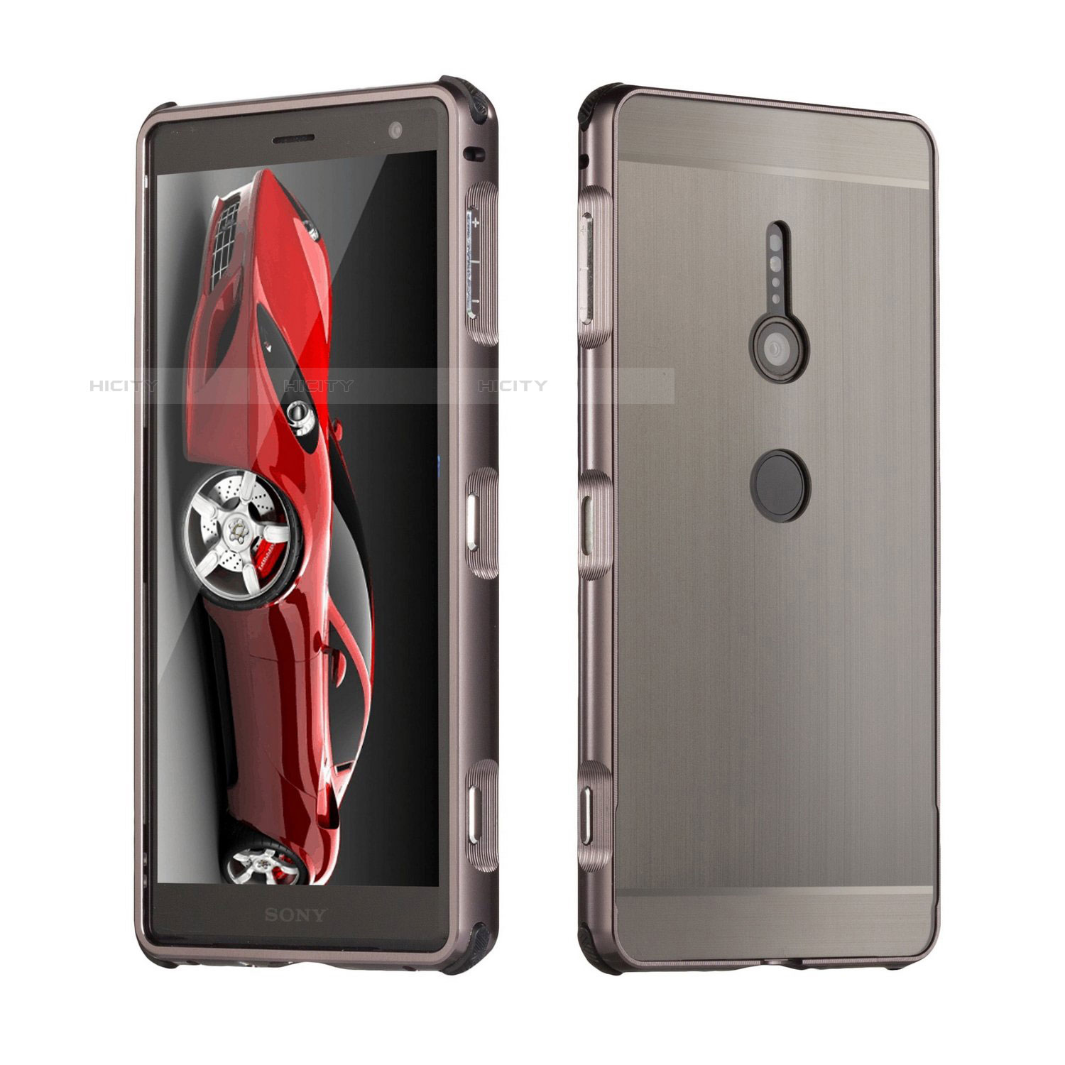 Custodia Lusso Alluminio Cover per Sony Xperia XZ2 Grigio