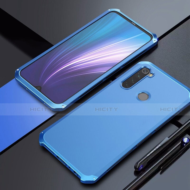 Custodia Lusso Alluminio Cover per Xiaomi Redmi Note 8 Blu