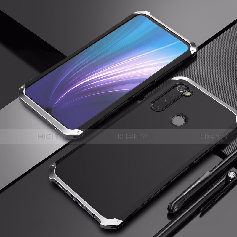 Custodia Lusso Alluminio Cover per Xiaomi Redmi Note 8T Argento e Nero