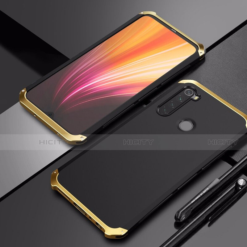 Custodia Lusso Alluminio Cover per Xiaomi Redmi Note 8T Oro e Nero