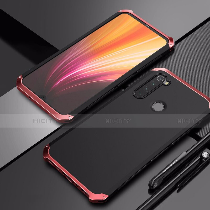 Custodia Lusso Alluminio Cover per Xiaomi Redmi Note 8T Rosso e Nero