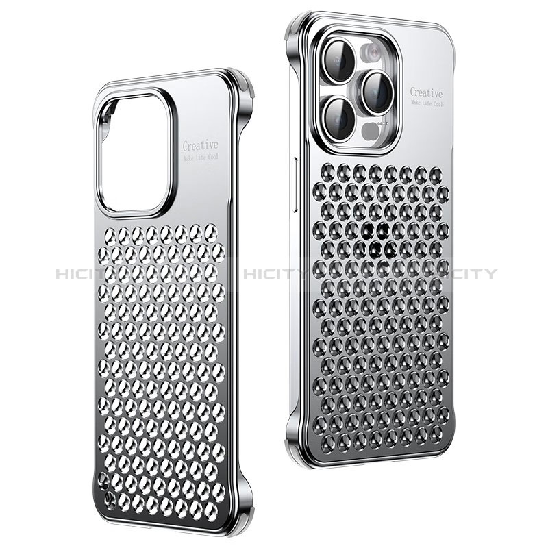 Custodia Lusso Alluminio Cover QC1 per Apple iPhone 14 Pro Argento