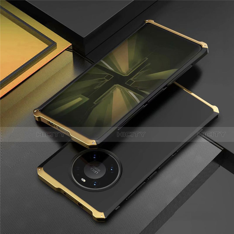 Custodia Lusso Alluminio Cover T01 per Huawei Mate 40E Pro 5G Oro e Nero