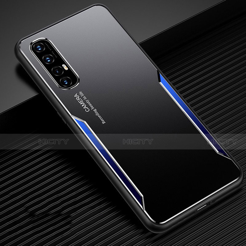 Custodia Lusso Alluminio Cover T01 per Oppo Reno3 Pro Blu