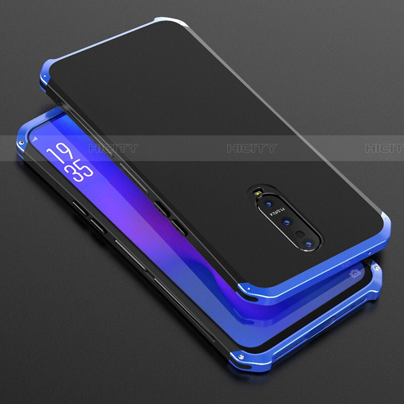 Custodia Lusso Alluminio Cover T01 per Oppo RX17 Pro Blu e Nero