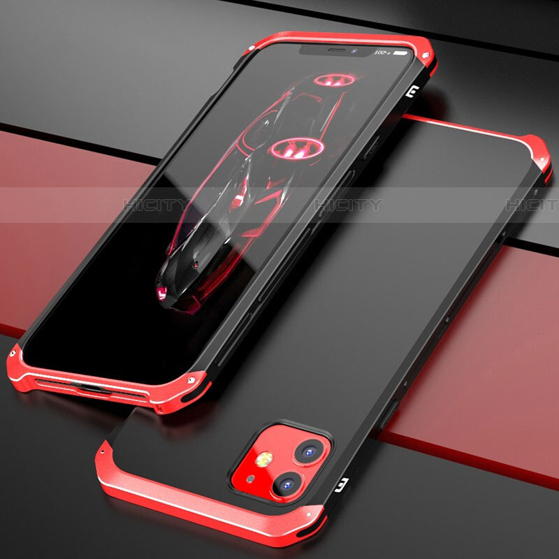 Custodia Lusso Alluminio Cover T02 per Apple iPhone 11 Rosso e Nero