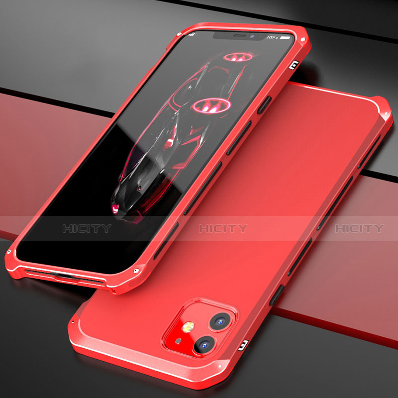 Custodia Lusso Alluminio Cover T02 per Apple iPhone 12 Mini Rosso