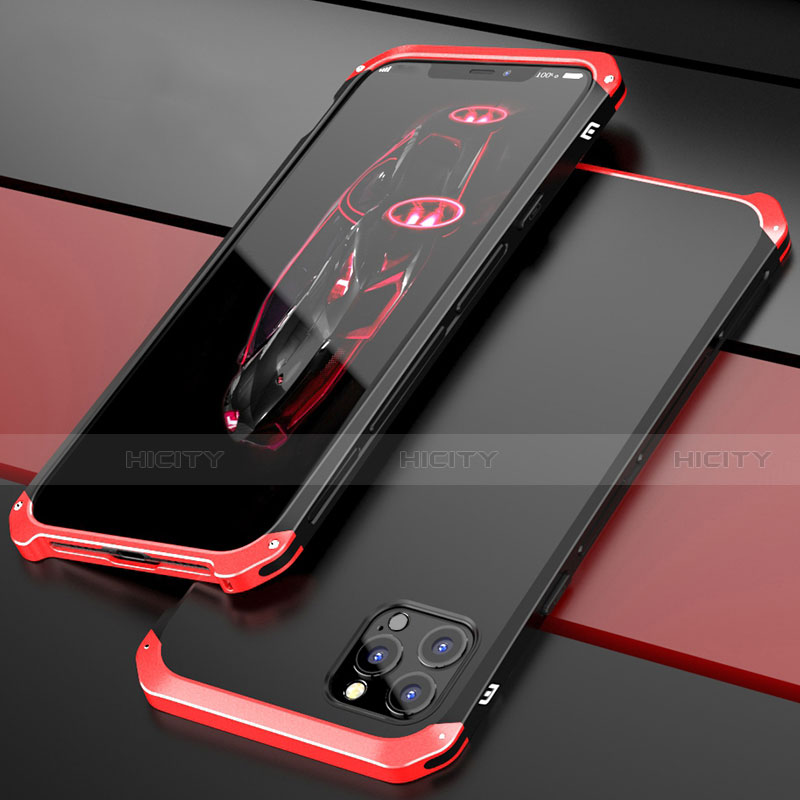 Custodia Lusso Alluminio Cover T02 per Apple iPhone 12 Pro Rosso e Nero