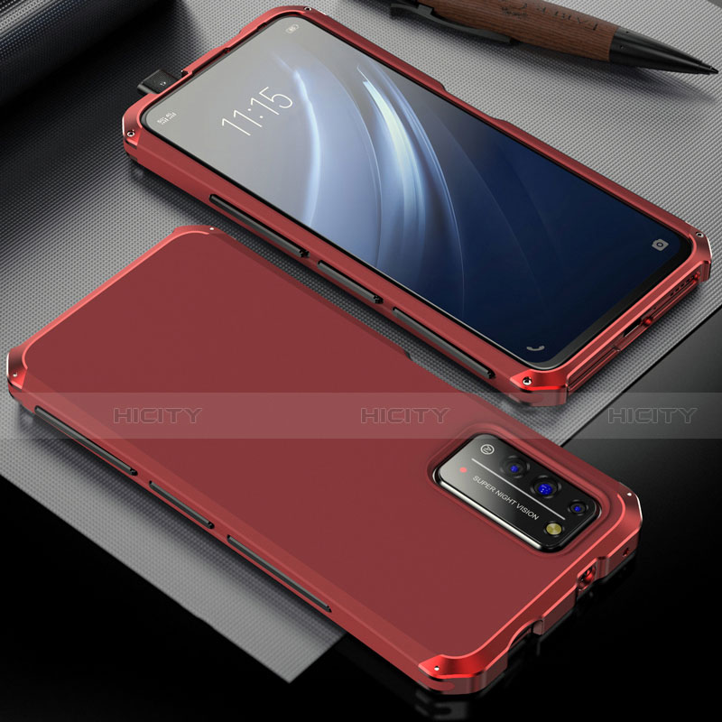 Custodia Lusso Alluminio Cover T02 per Huawei Honor X10 5G Rosso