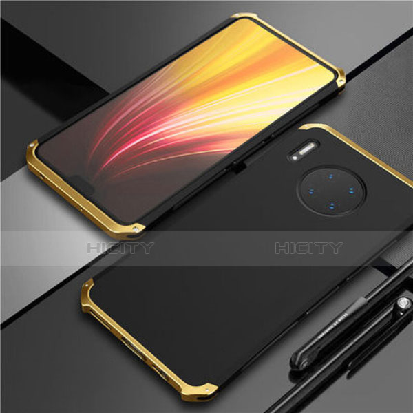 Custodia Lusso Alluminio Cover T02 per Huawei Mate 30 5G Oro e Nero