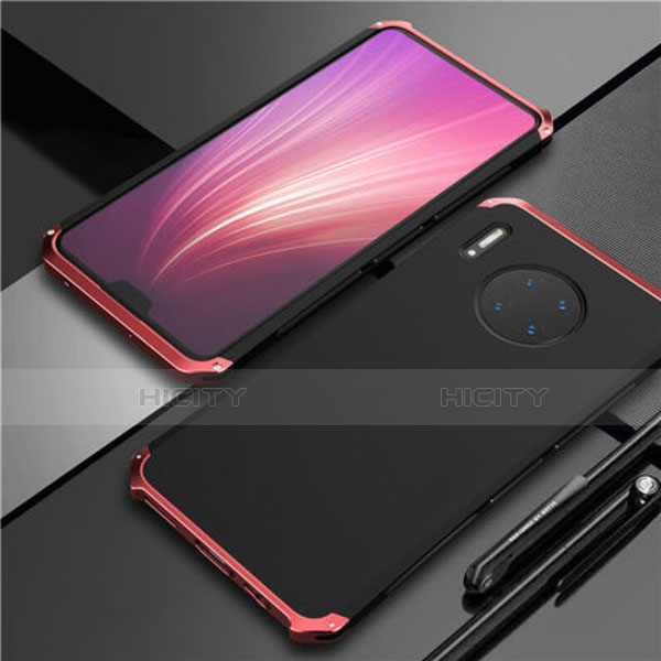 Custodia Lusso Alluminio Cover T02 per Huawei Mate 30 Pro Rosso e Nero