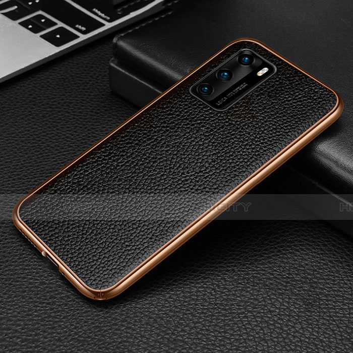 Custodia Lusso Alluminio Cover T02 per Huawei P40 Oro e Nero