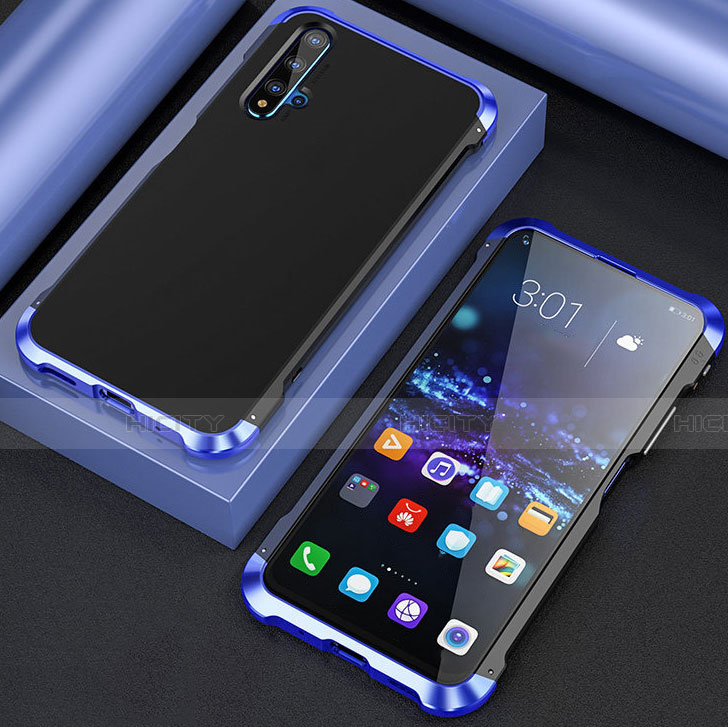 Custodia Lusso Alluminio Cover T03 per Huawei Honor 20 Blu