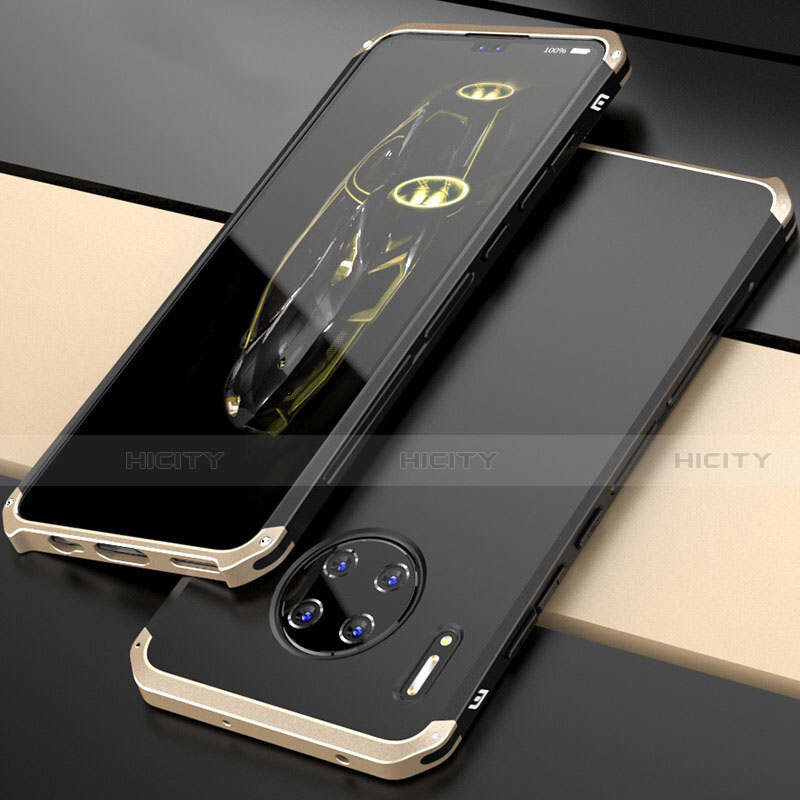 Custodia Lusso Alluminio Cover T03 per Huawei Mate 30 5G Oro e Nero