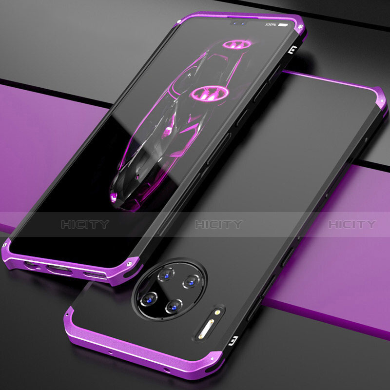 Custodia Lusso Alluminio Cover T03 per Huawei Mate 30 Viola e Nero