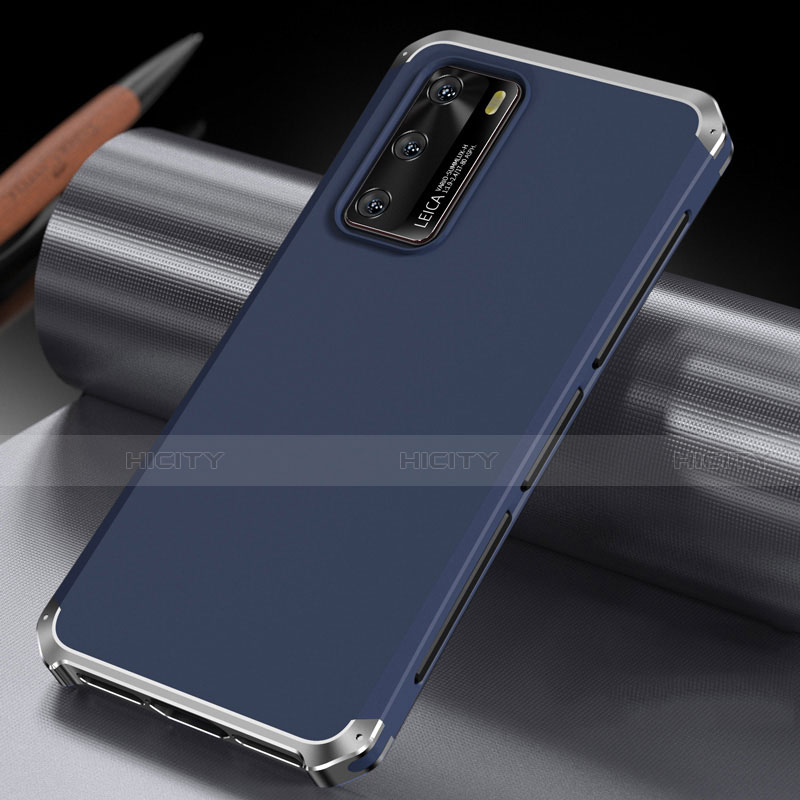 Custodia Lusso Alluminio Cover T04 per Huawei P40 Blu