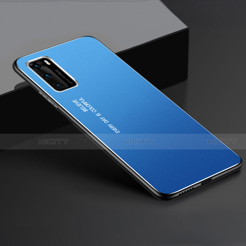 Custodia Lusso Alluminio Cover T05 per Huawei P40 Blu