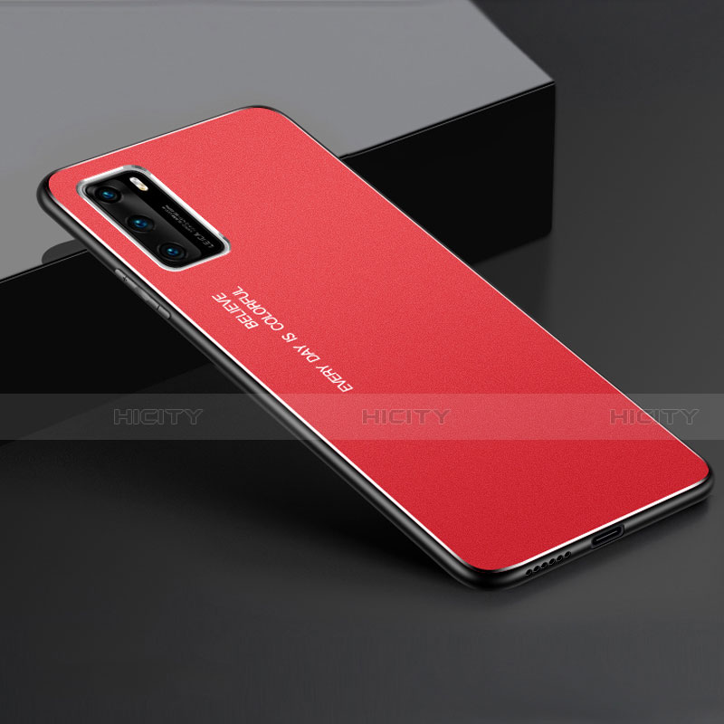 Custodia Lusso Alluminio Cover T05 per Huawei P40 Rosso