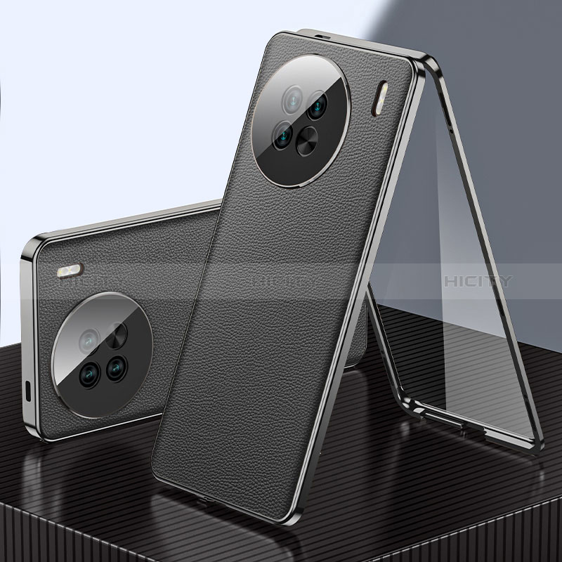 Custodia Lusso Alluminio e Pelle Cover 360 Gradi per Vivo X90 Pro 5G