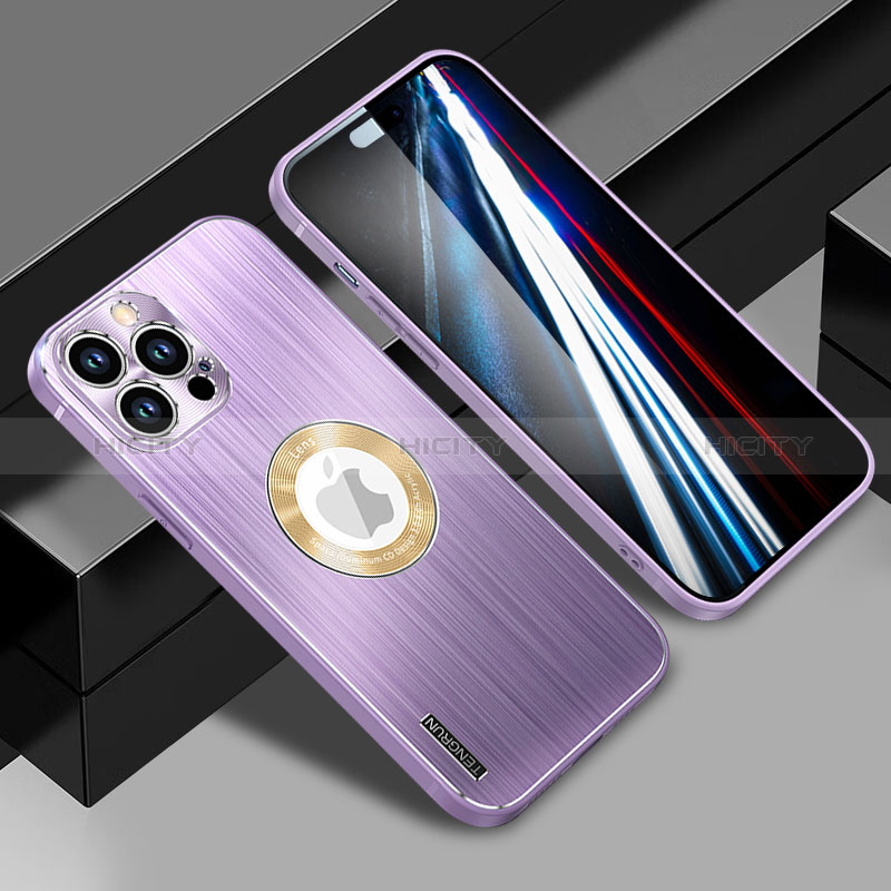 Custodia Lusso Alluminio e Silicone Laterale Cover con Mag-Safe Magnetic JL1 per Apple iPhone 15 Pro Viola
