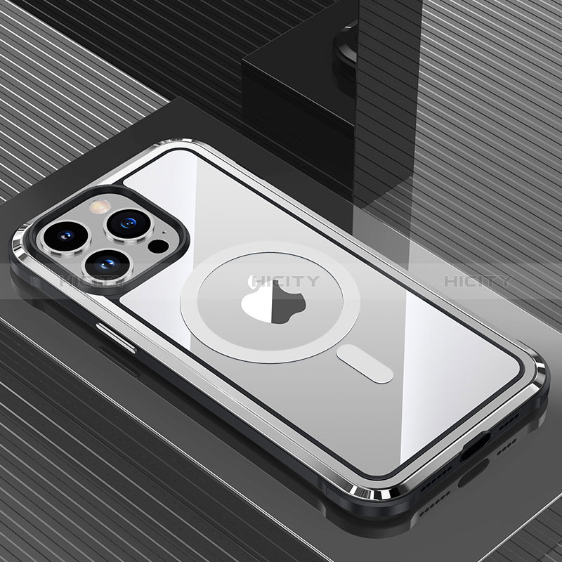 Custodia Lusso Alluminio e Silicone Laterale Cover con Mag-Safe Magnetic QC1 per Apple iPhone 13 Pro Max