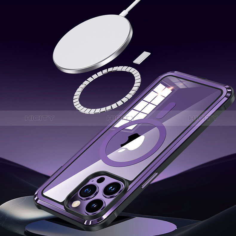 Custodia Lusso Alluminio e Silicone Laterale Cover con Mag-Safe Magnetic QC1 per Apple iPhone 14 Plus