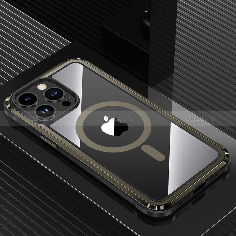 Custodia Lusso Alluminio e Silicone Laterale Cover con Mag-Safe Magnetic QC1 per Apple iPhone 14 Pro