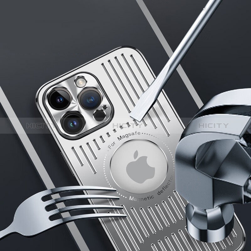 Custodia Lusso Alluminio e Silicone Laterale Cover con Mag-Safe Magnetic TX1 per Apple iPhone 14 Pro Max
