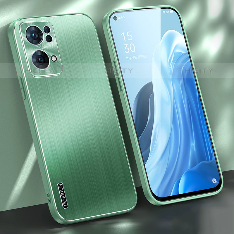 Custodia Lusso Alluminio e Silicone Laterale Cover J01 per Oppo Reno7 Pro 5G Verde