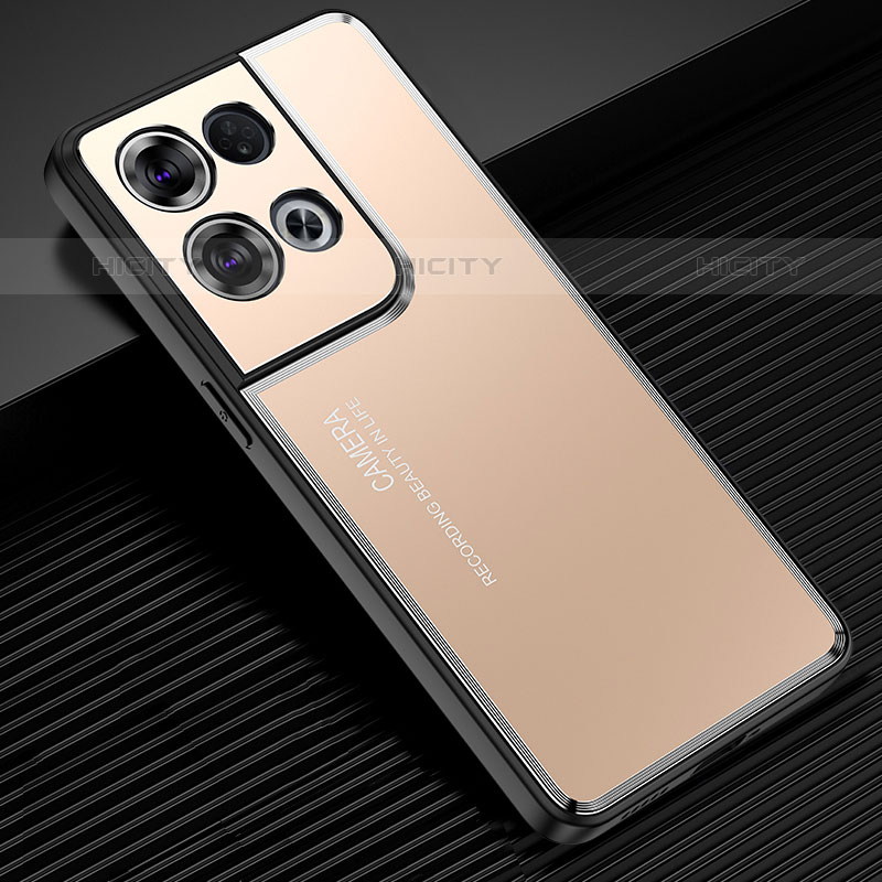 Custodia Lusso Alluminio e Silicone Laterale Cover J02 per Oppo Reno8 Pro 5G Oro