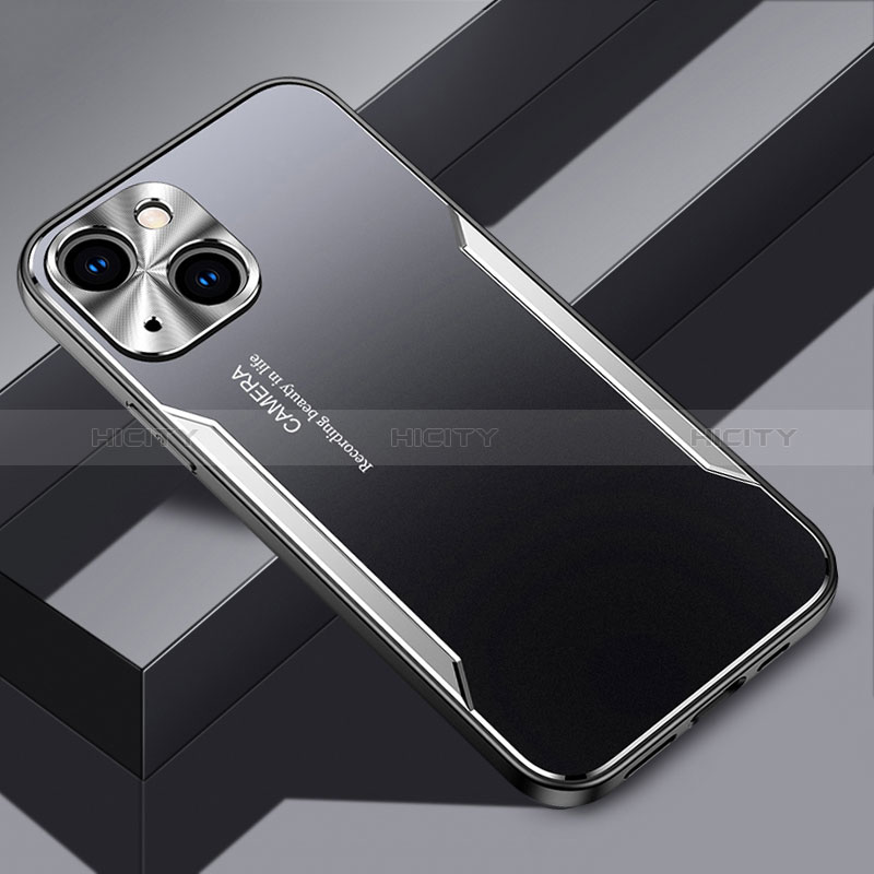 Custodia Lusso Alluminio e Silicone Laterale Cover JL3 per Apple iPhone 14 Plus Argento