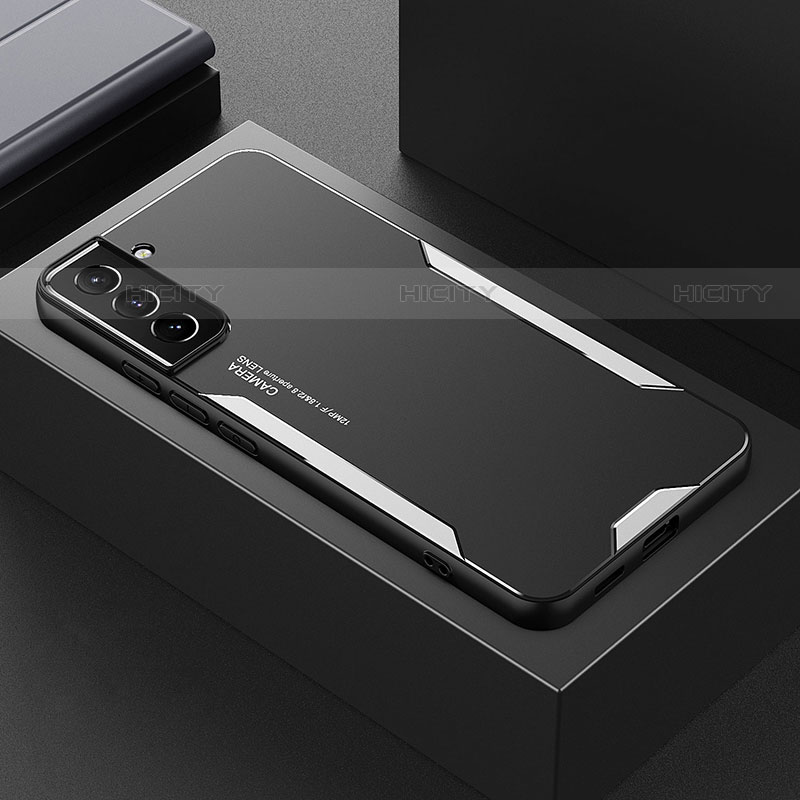 Custodia Lusso Alluminio e Silicone Laterale Cover M01 per Samsung Galaxy S21 5G Argento