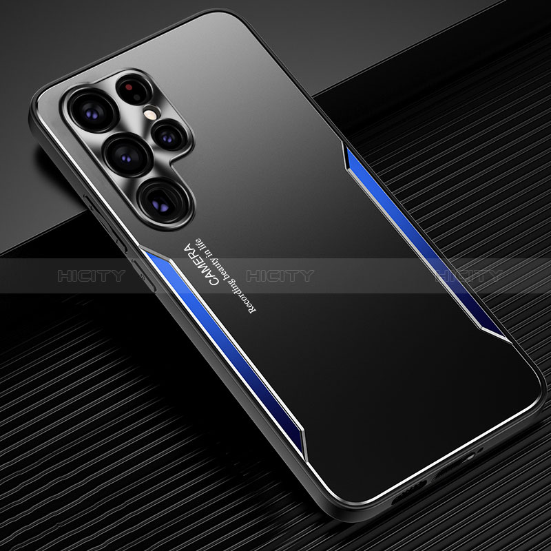 Custodia Lusso Alluminio e Silicone Laterale Cover M03 per Samsung Galaxy S24 Ultra 5G Blu
