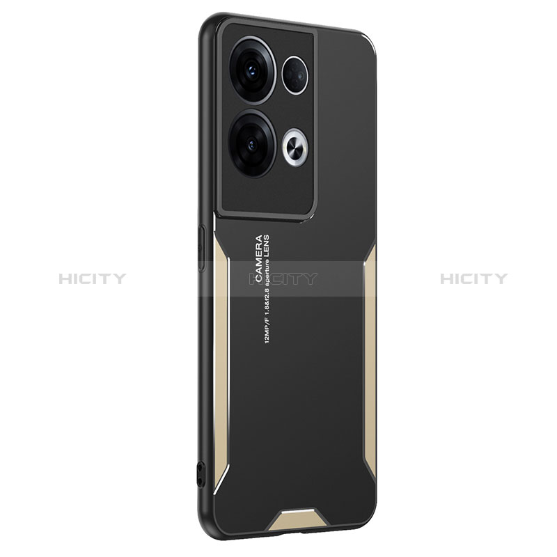 Custodia Lusso Alluminio e Silicone Laterale Cover PB1 per Oppo Reno9 Pro+ Plus 5G Oro