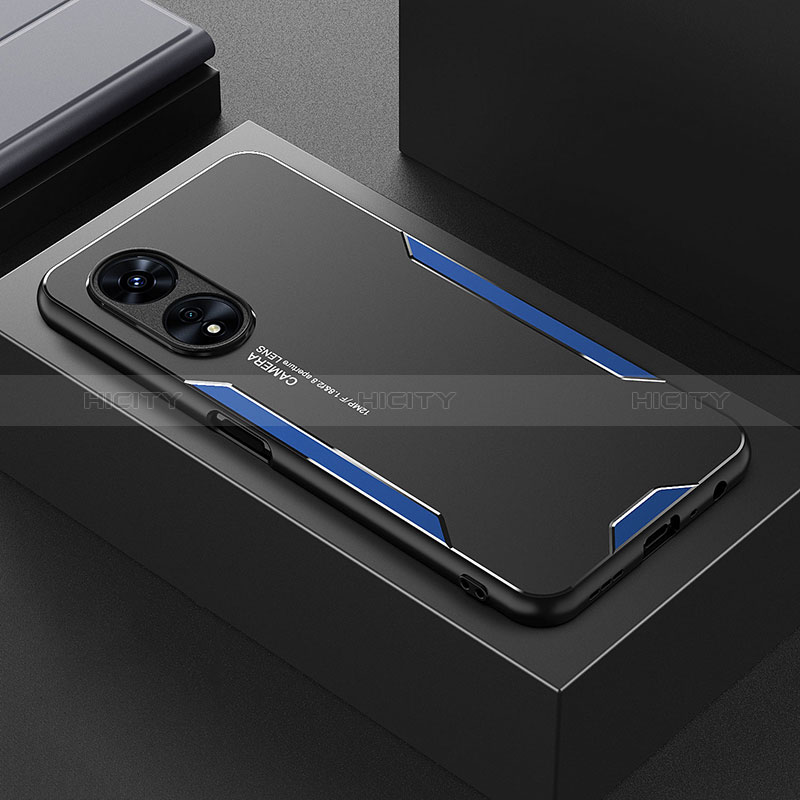 Custodia Lusso Alluminio e Silicone Laterale Cover per Oppo A78 5G Blu