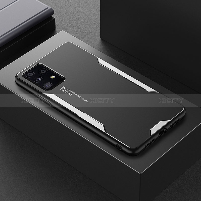 Custodia Lusso Alluminio e Silicone Laterale Cover per Samsung Galaxy A52s 5G Argento