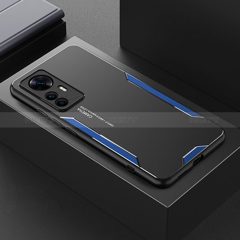Custodia Lusso Alluminio e Silicone Laterale Cover per Xiaomi Mi 12T Pro 5G Blu