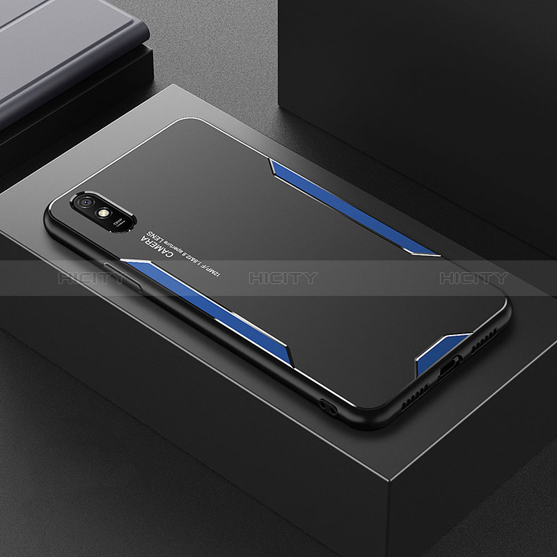 Custodia Lusso Alluminio e Silicone Laterale Cover per Xiaomi Redmi 9A Blu