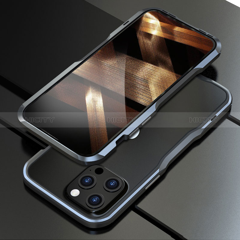 Custodia Lusso Alluminio Laterale Cover A01 per Apple iPhone 14 Pro Max Grigio