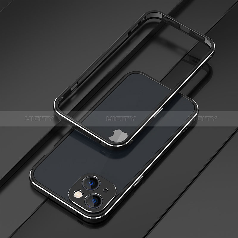 Custodia Lusso Alluminio Laterale Cover A01 per Apple iPhone 15 Argento e Nero