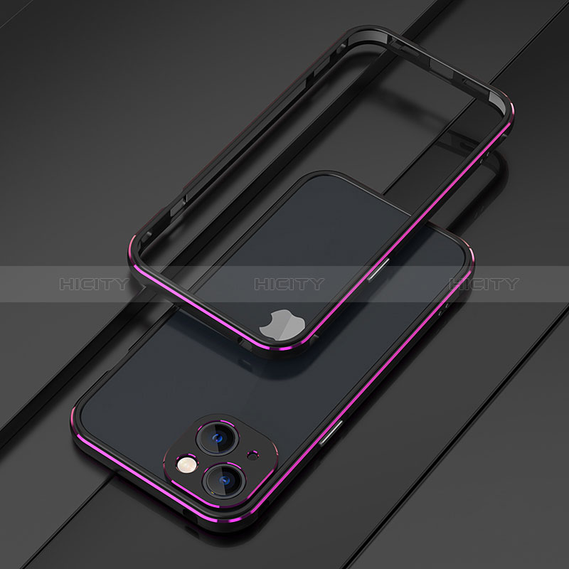 Custodia Lusso Alluminio Laterale Cover A01 per Apple iPhone 15 Plus Viola