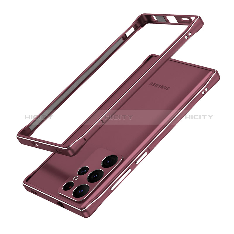 Custodia Lusso Alluminio Laterale Cover A01 per Samsung Galaxy S24 Ultra 5G Rosso Rosa