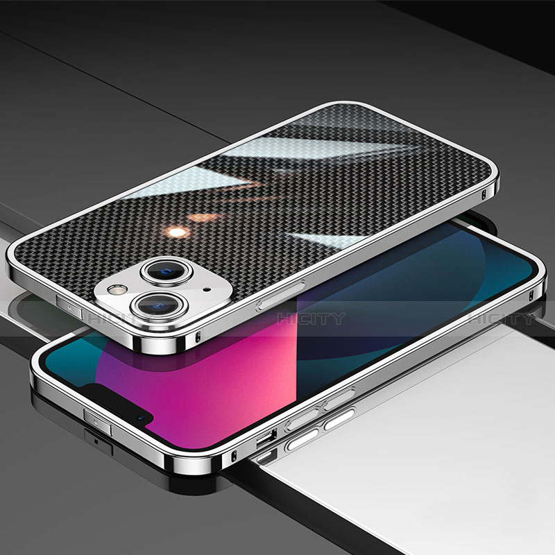 Custodia Lusso Alluminio Laterale Cover A02 per Apple iPhone 14 Plus Argento