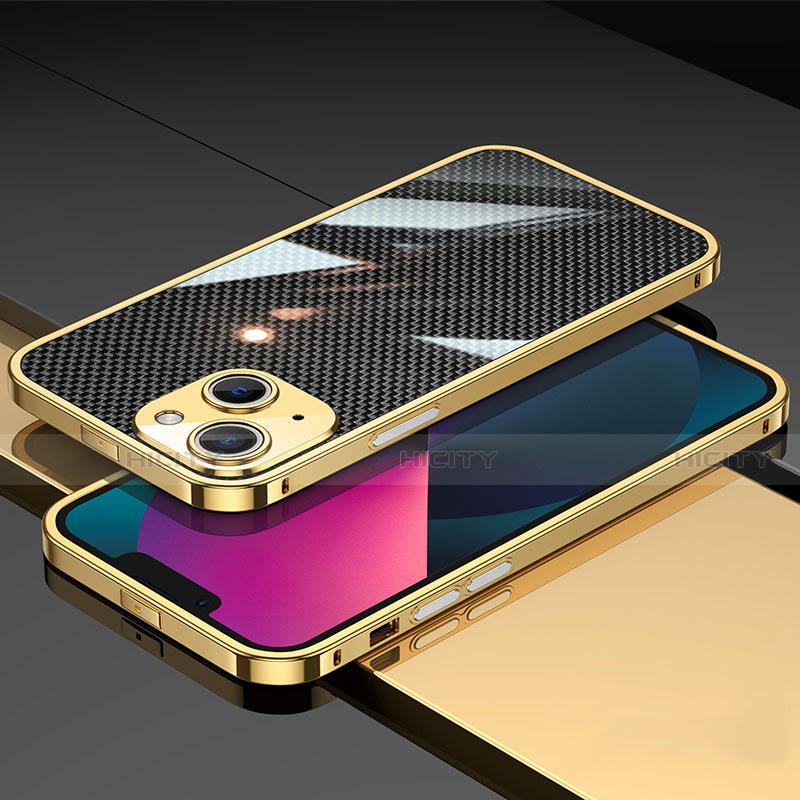 Custodia Lusso Alluminio Laterale Cover A02 per Apple iPhone 14 Plus Oro